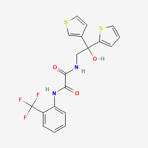 molecular formula C19H15F3N2O3S2 B2449071 N1-(2-hydroxy-2-(thiophen-2-yl)-2-(thiophen-3-yl)ethyl)-N2-(2-(trifluoromethyl)phenyl)oxalamide CAS No. 2034402-14-5