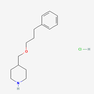molecular formula C15H24ClNO B2449090 4-[(3-Phenylpropoxy)methyl]piperidine hydrochloride CAS No. 1051919-41-5