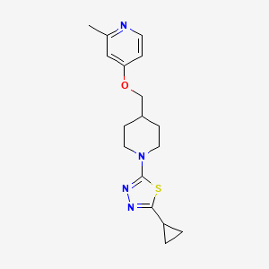 molecular formula C17H22N4OS B2449107 2-Cyclopropyl-5-[4-[(2-methylpyridin-4-yl)oxymethyl]piperidin-1-yl]-1,3,4-thiadiazole CAS No. 2380042-86-2