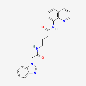 molecular formula C22H21N5O2 B2449118 4-(2-(1H-benzo[d]imidazol-1-yl)acetamido)-N-(quinolin-8-yl)butanamide CAS No. 1251685-01-4