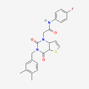 molecular formula C23H20FN3O3S B2449125 2-{3-[(3,4-二甲基苯基)甲基]-2,4-二氧代-1H,2H,3H,4H-噻吩并[3,2-d]嘧啶-1-基}-N-(4-氟苯基)乙酰胺 CAS No. 1252900-03-0