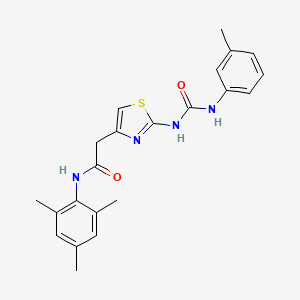 molecular formula C22H24N4O2S B2449127 N-mesityl-2-(2-(3-(m-tolyl)ureido)thiazol-4-yl)acetamide CAS No. 921485-15-6