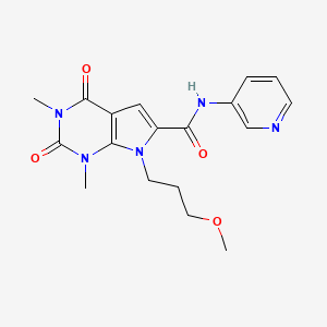 molecular formula C18H21N5O4 B2449130 7-(3-methoxypropyl)-1,3-dimethyl-2,4-dioxo-N-(pyridin-3-yl)-2,3,4,7-tetrahydro-1H-pyrrolo[2,3-d]pyrimidine-6-carboxamide CAS No. 1021023-29-9