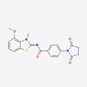 molecular formula C20H17N3O4S B2449135 (E)-4-(2,5-二氧代吡咯烷-1-基)-N-(4-甲氧基-3-甲基苯并[d]噻唑-2(3H)-亚甲基)苯甲酰胺 CAS No. 477557-23-6