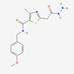 molecular formula C15H18N4O3S B2449166 2-(2-肼嗪基-2-氧代乙基)-N-(4-甲氧基苄基)-4-甲基-1,3-噻唑-5-甲酰胺 CAS No. 2109164-70-5