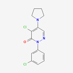 molecular formula C14H13Cl2N3O B2449190 4-chloro-2-(3-chlorophenyl)-5-(1-pyrrolidinyl)-3(2H)-pyridazinone CAS No. 320421-70-3