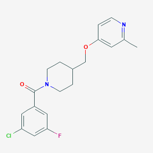 molecular formula C19H20ClFN2O2 B2449200 (3-Chloro-5-fluorophenyl)-[4-[(2-methylpyridin-4-yl)oxymethyl]piperidin-1-yl]methanone CAS No. 2379984-72-0