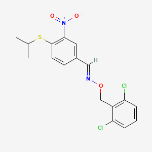 molecular formula C17H16Cl2N2O3S B2449206 4-(isopropylsulfanyl)-3-nitrobenzenecarbaldehyde O-(2,6-dichlorobenzyl)oxime CAS No. 303996-36-3