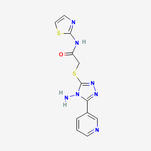 molecular formula C12H11N7OS2 B2449207 2-{[4-amino-5-(pyridin-3-yl)-4H-1,2,4-triazol-3-yl]sulfanyl}-N-(1,3-thiazol-2-yl)acetamide CAS No. 442647-74-7