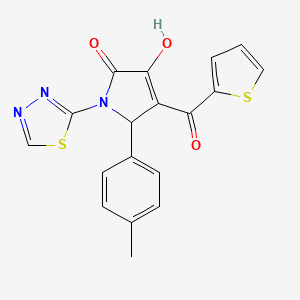 molecular formula C18H13N3O3S2 B2449224 3-羟基-1-(1,3,4-噻二唑-2-基)-4-(噻吩-2-羰基)-5-(对甲苯基)-1H-吡咯-2(5H)-酮 CAS No. 307541-56-6
