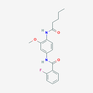 molecular formula C19H21FN2O3 B244923 2-fluoro-N-[3-methoxy-4-(pentanoylamino)phenyl]benzamide 