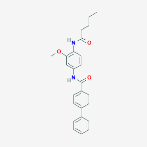 molecular formula C25H26N2O3 B244925 N-[3-methoxy-4-(pentanoylamino)phenyl]biphenyl-4-carboxamide 