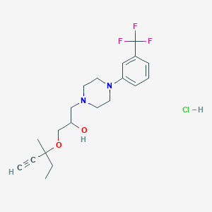 molecular formula C20H28ClF3N2O2 B2449261 1-((3-甲基戊-1-炔-3-基)氧基)-3-(4-(3-(三氟甲基)苯基)哌嗪-1-基)丙烷-2-醇盐酸盐 CAS No. 1185144-05-1