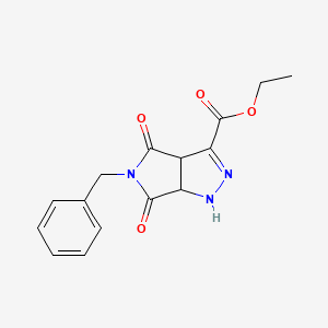molecular formula C15H15N3O4 B2449274 Ethyl 5-benzyl-4,6-dioxo-1,3a,4,5,6,6a-hexahydropyrrolo[3,4-c]pyrazole-3-carboxylate CAS No. 134575-05-6