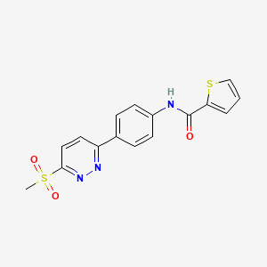 molecular formula C16H13N3O3S2 B2449280 N-(4-(6-(甲基磺酰基)吡啶并嘧啶-3-基)苯基)噻吩-2-羧酰胺 CAS No. 921838-99-5