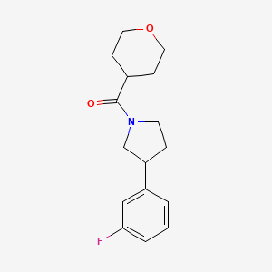 molecular formula C16H20FNO2 B2449295 (3-(3-fluorophenyl)pyrrolidin-1-yl)(tetrahydro-2H-pyran-4-yl)methanone CAS No. 2034354-98-6