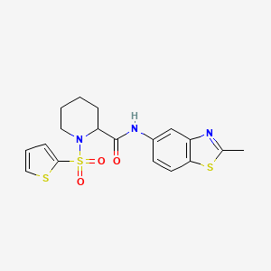 molecular formula C18H19N3O3S3 B2449304 N-(2-甲基苯并[d]噻唑-5-基)-1-(噻吩-2-基磺酰基)哌啶-2-羧酰胺 CAS No. 1097897-38-5