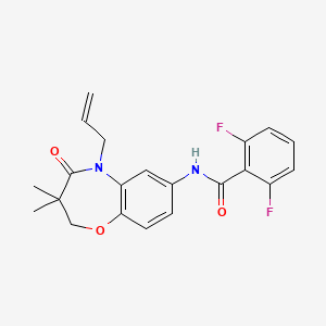 molecular formula C21H20F2N2O3 B2449306 N-(5-allyl-3,3-dimethyl-4-oxo-2,3,4,5-tetrahydrobenzo[b][1,4]oxazepin-7-yl)-2,6-difluorobenzamide CAS No. 921545-43-9