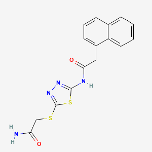 molecular formula C16H14N4O2S2 B2449310 N-[5-(2-氨基-2-氧代乙基)硫代基-1,3,4-噻二唑-2-基]-2-萘-1-基乙酰胺 CAS No. 893155-27-6
