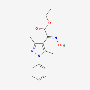 molecular formula C15H17N3O3 B2449314 ethyl 2-(3,5-dimethyl-1-phenyl-1H-pyrazol-4-yl)-2-(N-hydroxyimino)acetate CAS No. 1006444-16-1
