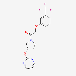molecular formula C17H16F3N3O3 B2449317 1-(3-(Pyrimidin-2-yloxy)pyrrolidin-1-yl)-2-(3-(trifluoromethyl)phenoxy)ethanone CAS No. 2034251-38-0