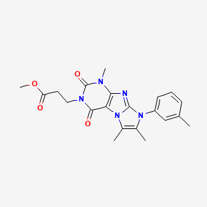molecular formula C21H23N5O4 B2449327 3-[1,6,7-三甲基-8-(3-甲基苯基)-2,4-二氧代-1,3,5-三氢-4-咪唑并[1,2-h]嘌呤-3-基]丙酸甲酯 CAS No. 887455-99-4