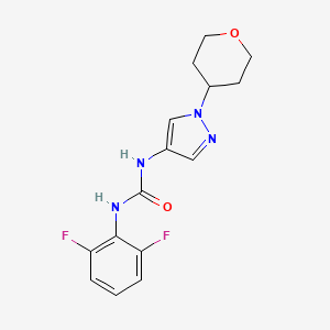 molecular formula C15H16F2N4O2 B2449329 1-(2,6-二氟苯基)-3-(1-(四氢-2H-吡喃-4-基)-1H-吡唑-4-基)脲 CAS No. 1797552-14-7