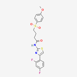 molecular formula C20H18F2N2O4S2 B2449339 N-(4-(2,4-difluorophenyl)thiazol-2-yl)-4-((4-methoxyphenyl)sulfonyl)butanamide CAS No. 953943-83-4