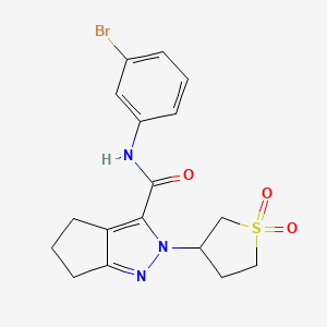 molecular formula C17H18BrN3O3S B2449347 N-(3-bromophenyl)-2-(1,1-dioxidotetrahydrothiophen-3-yl)-2,4,5,6-tetrahydrocyclopenta[c]pyrazole-3-carboxamide CAS No. 2319801-02-8