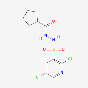 molecular formula C11H13Cl2N3O3S B2449359 N'-[(2,5-dichloropyridin-3-yl)sulfonyl]cyclopentanecarbohydrazide CAS No. 2094823-73-9