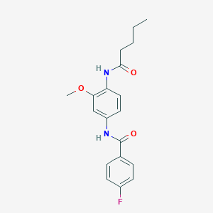 molecular formula C19H21FN2O3 B244936 4-fluoro-N-[3-methoxy-4-(pentanoylamino)phenyl]benzamide 
