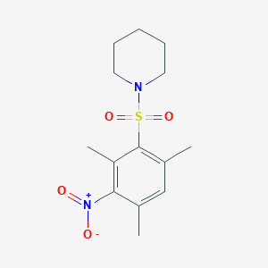 molecular formula C14H20N2O4S B2449369 1-((2,4,6-三甲基-3-硝基苯基)磺酰基)哌啶 CAS No. 392236-49-6