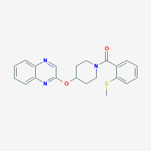 molecular formula C21H21N3O2S B2449370 (2-(甲硫基)苯基)(4-(喹喔啉-2-氧基)哌啶-1-基)甲苯酮 CAS No. 1705802-07-8