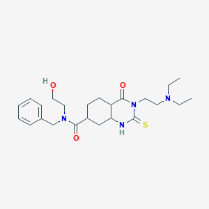 molecular formula C24H30N4O3S B2449373 N-苄基-3-[2-(二乙氨基)乙基]-N-(2-羟乙基)-4-氧代-2-硫代亚基-1,2,3,4-四氢喹唑啉-7-甲酰胺 CAS No. 422529-74-6