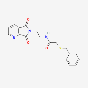molecular formula C18H17N3O3S B2449378 2-(benzylthio)-N-(2-(5,7-dioxo-5H-pyrrolo[3,4-b]pyridin-6(7H)-yl)ethyl)acetamide CAS No. 2034231-66-6