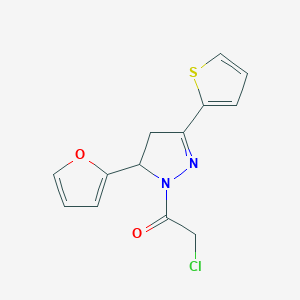 molecular formula C13H11ClN2O2S B2449380 2-Chloro-1-(5-furan-2-yl-3-thiophen-2-yl-4,5-dihydro-pyrazol-1-yl)-ethanone CAS No. 790725-77-8