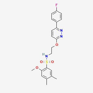 molecular formula C21H22FN3O4S B2449423 N-(2-((6-(4-氟苯基)吡啶-3-基)氧基)乙基)-2-甲氧基-4,5-二甲苯磺酰胺 CAS No. 920213-44-1