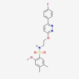 molecular formula C21H22FN3O4S B2449423 N-(2-((6-(4-フルオロフェニル)ピリダジン-3-イル)オキシ)エチル)-2-メトキシ-4,5-ジメチルベンゼンスルホンアミド CAS No. 920213-44-1