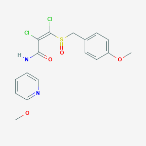 molecular formula C17H16Cl2N2O4S B2449424 2,3-dichloro-3-[(4-methoxybenzyl)sulfinyl]-N-(6-methoxy-3-pyridinyl)acrylamide CAS No. 337922-28-8