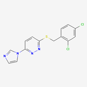 molecular formula C14H10Cl2N4S B2449441 3-((2,4-二氯苄基)硫代)-6-(1H-咪唑-1-基)吡啶二嗪 CAS No. 1334372-41-6