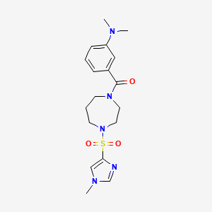 molecular formula C18H25N5O3S B2449446 (3-(dimethylamino)phenyl)(4-((1-methyl-1H-imidazol-4-yl)sulfonyl)-1,4-diazepan-1-yl)methanone CAS No. 1904276-55-6