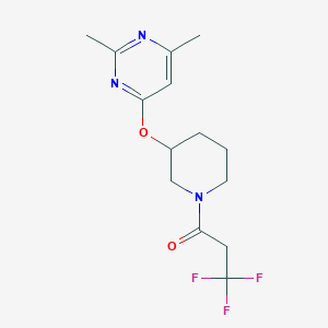 molecular formula C14H18F3N3O2 B2449447 1-(3-((2,6-Dimethylpyrimidin-4-yl)oxy)piperidin-1-yl)-3,3,3-trifluoropropan-1-one CAS No. 2034399-92-1