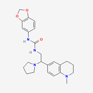 molecular formula C24H30N4O3 B2449449 1-(苯并[d][1,3]二氧杂环-5-基)-3-(2-(1-甲基-1,2,3,4-四氢喹啉-6-基)-2-(吡咯烷-1-基)乙基)脲 CAS No. 1171528-08-7