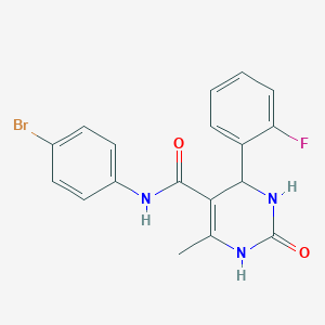 molecular formula C18H15BrFN3O2 B2449457 N-(4-bromophenyl)-4-(2-fluorophenyl)-6-methyl-2-oxo-1,2,3,4-tetrahydropyrimidine-5-carboxamide CAS No. 420105-43-7