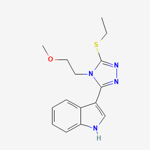 molecular formula C15H18N4OS B2449458 3-[5-(乙基硫基)-4-(2-甲氧基乙基)-4H-1,2,4-三唑-3-基]-1H-吲哚 CAS No. 852144-39-9