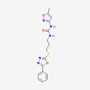 molecular formula C16H17N5O3S B2449471 1-(5-甲基异恶唑-3-基)-3-(3-((5-苯基-1,3,4-恶二唑-2-基)硫代)丙基)脲 CAS No. 899741-17-4