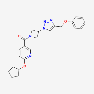 molecular formula C23H25N5O3 B2449476 2-(ciclopentoxi)-5-{3-[4-(fenoximetil)-1H-1,2,3-triazol-1-il]azetidin-1-carbonil}piridina CAS No. 1904120-64-4