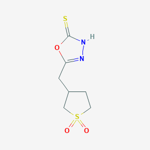 molecular formula C7H10N2O3S2 B2449481 3-[(5-Sulfanyl-1,3,4-oxadiazol-2-yl)methyl]-1lambda6-thiolane-1,1-dione CAS No. 869716-10-9