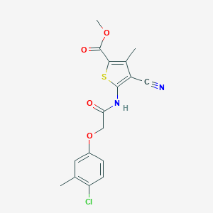 molecular formula C17H15ClN2O4S B244952 Methyl 5-{[(4-chloro-3-methylphenoxy)acetyl]amino}-4-cyano-3-methylthiophene-2-carboxylate 