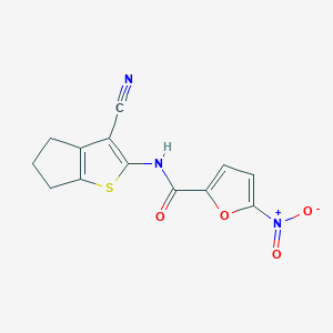 molecular formula C13H9N3O4S B244953 N-(3-cyano-5,6-dihydro-4H-cyclopenta[b]thiophen-2-yl)-5-nitrofuran-2-carboxamide 